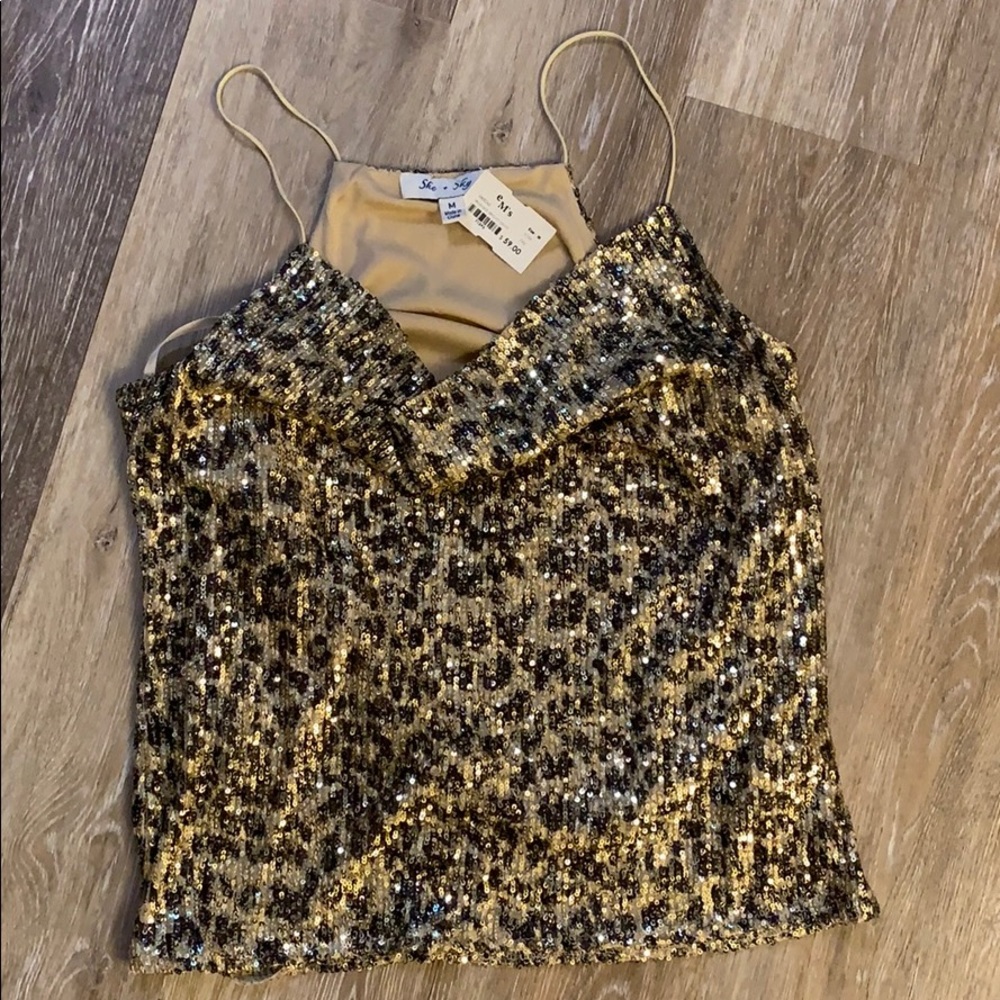 Gold cheetah sequin top
